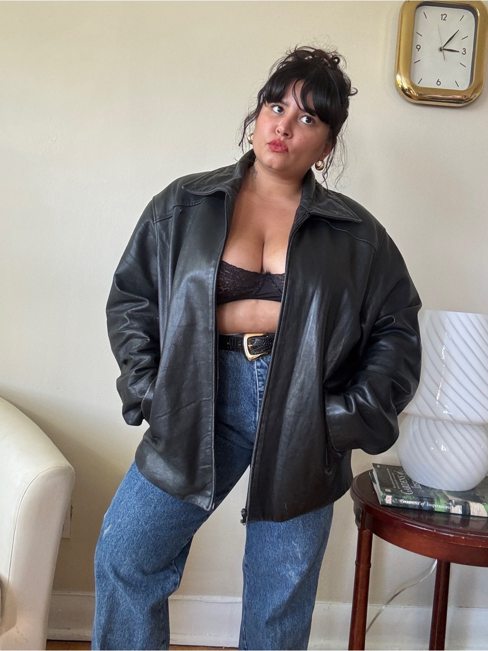 Danier Black Leather Oversized Jacket - Women